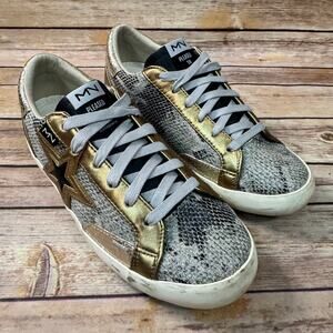 Mark Nason Los Angeles Womens Gold & Reptile Python Leather Sneakers 8